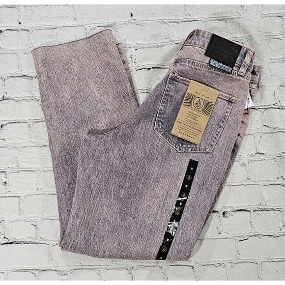 Volcom Stoned Straight High Rise Straight Leg Light Wash Jeans WOMENS SZ 28X27 - Picture 6 of 8